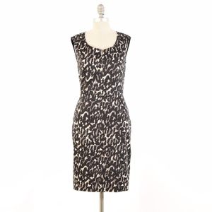 LaVia 18 Gray Leopard Print Stretch Sateen Dress